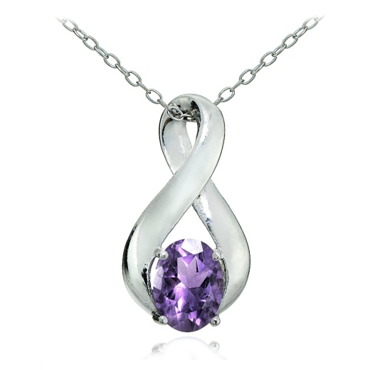 Sterling Silver Amethyst Polished Infinity Necklace - Silverspeck