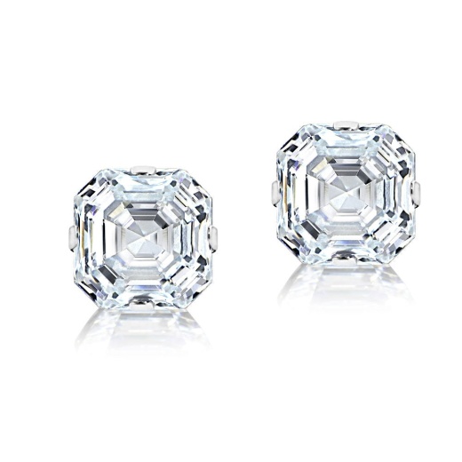 Sterling Silver 6mm Asscher-Cut Cubic Zirconia Stud Earrings
