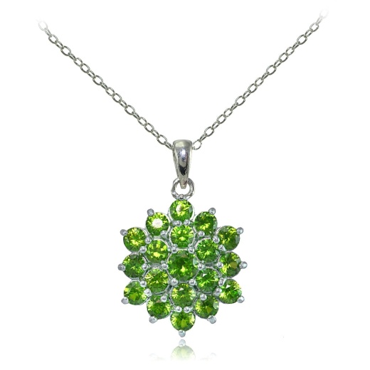 Sterling Silver Peridot Flower Necklace