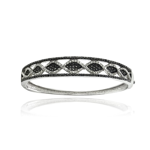 1 Ct Black & White Diamond Bangle Bracelet