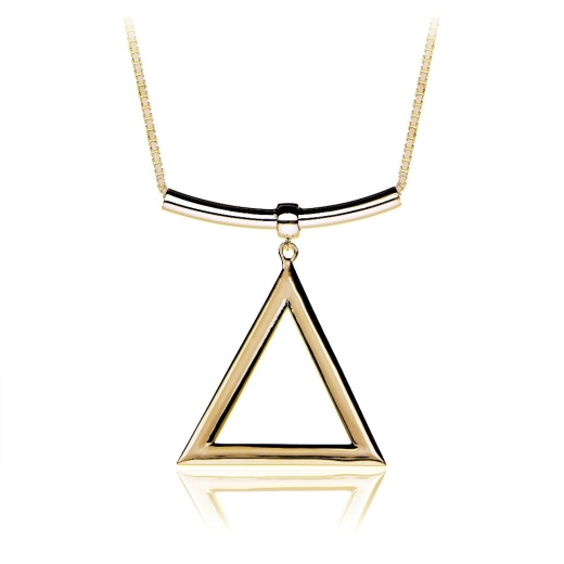 Gold Tone Over Sterling Silver Triangle and Bar Adjustable Necklace 24 Inches