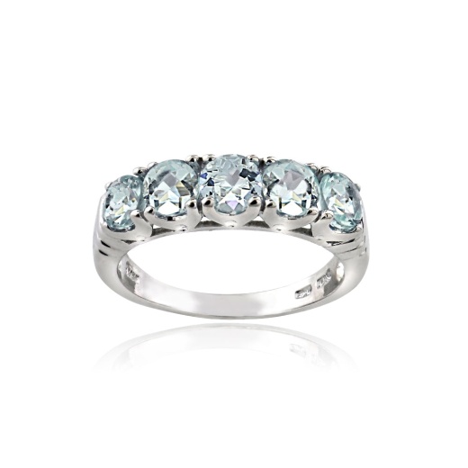 Sterling Silver Aquamarine Half Eternity Band Ring