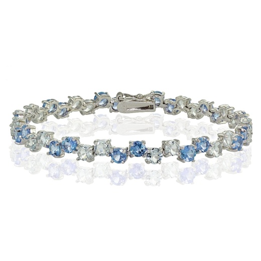 Sterling Silver 4Mm London Blue And Blue Topaz Round Bracelet