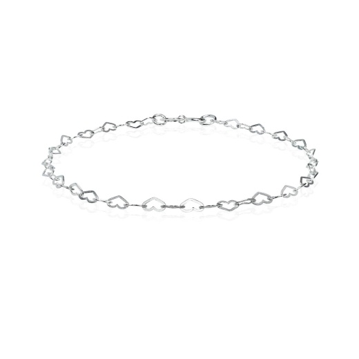 Sterling Silver Heart Link Chain Bracelet - Silverspeck