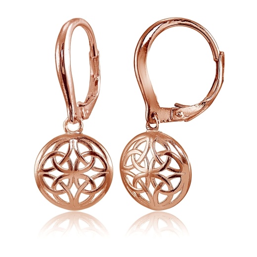 Rose Gold Flashed Sterling Silver High Polished Filigree Round Dangle Leverback Earrings by Silverspeck - Buy Online Now