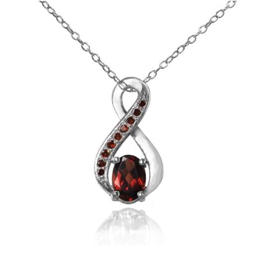 Sterling Silver Garnet Infinity Drop Necklace - Silverspeck