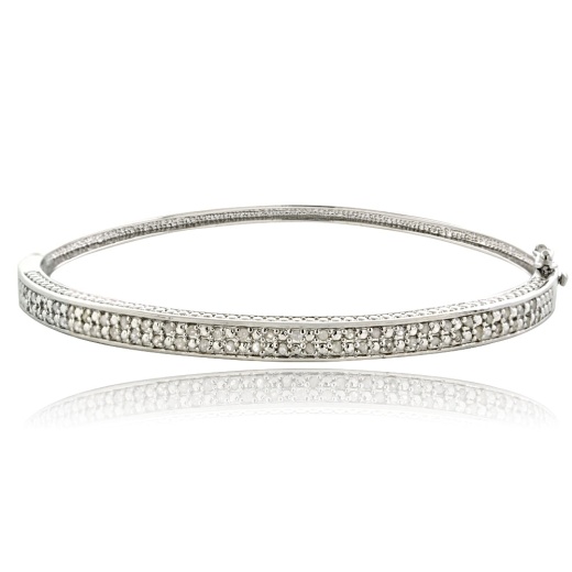1/2Ct Diamond Silver Tone Bangle Bracelet