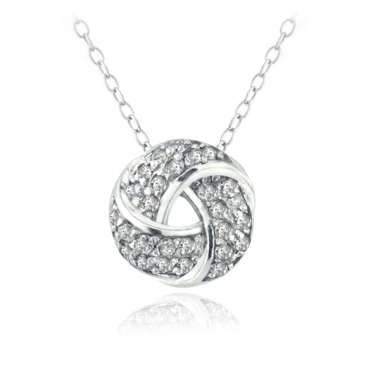 Sterling Silver 1/4 Ct Diamond Love Knot Necklace