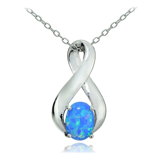 Sterling Silver Created Blue Opal Infinity Necklace