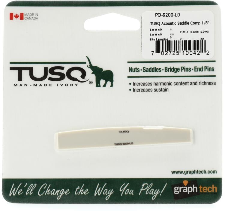 Graph Tech Pq-9200-L0 Tusq 1/8" Compensated Left-Handed Acoustic Guitar Saddle