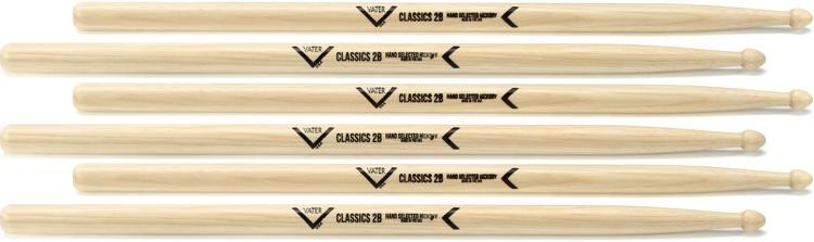Vater Classics Drumsticks 3-Pack - 2B - Wood Tip