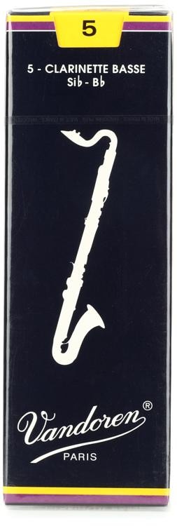 Vandoren Cr125 Traditional Bass Clarinet Reed - 5.0 (5-Pack)
