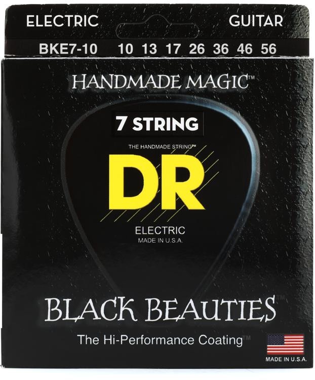Dr Strings Bke7-10 Black Beauties K3 Coated Electric Guitar Strings - .010-.056 Medium 7-String