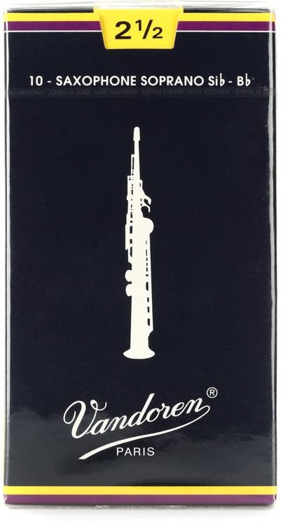 Vandoren Sr2025 - Traditional Soprano Saxophone Reeds - 2.5 (10-Pack)