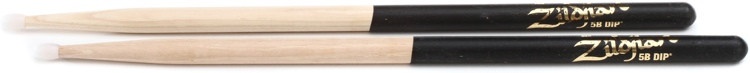 Zildjian Hickory Dip Series Drumsticks - 5B - Nylon Tip - Black