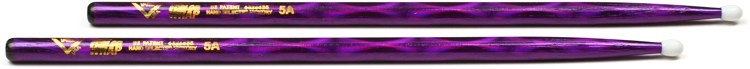 Vater Color Wrap Hickory Drumsticks - 5A - Nylon Tip - Purple Optic