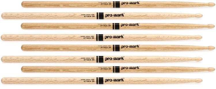 Promark Classic Attack Drumsticks - Shira Kashi Oak - 5A - Wood Tip - 4-Pack