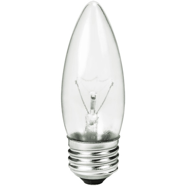 Shatter Resistant - 60 Watt - Clear - Straight Tip - Incandescent Chandelier Bulb - 3.9 In. X 1.3 In
