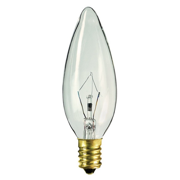 25 Watt - Clear - Straight Tip - Incandescent Chandelier Bulb - 3.9 In. X 1.3 In