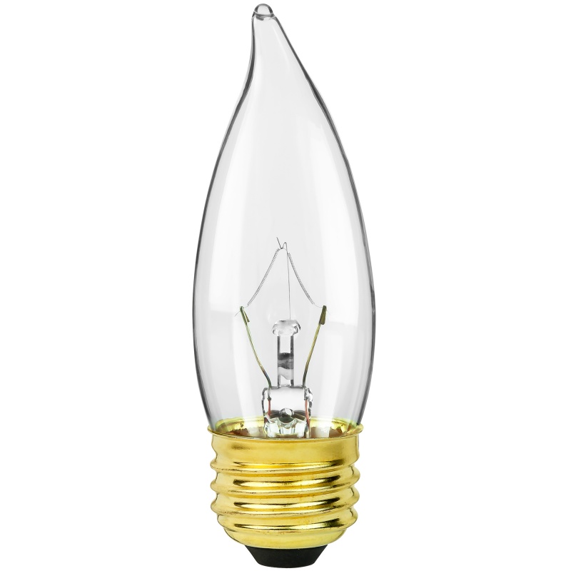 40 Watt - Clear - Bent Tip - Incandescent Chandelier Bulb - 4.25 In. X 1.25 In