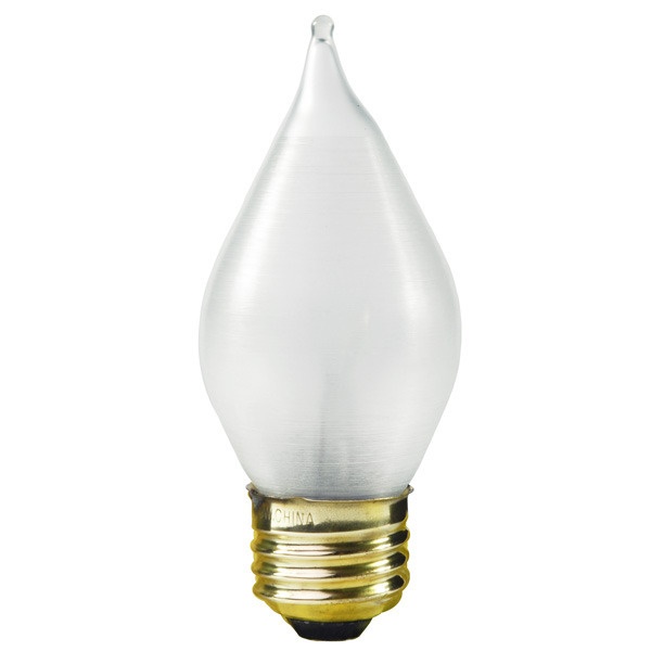 25 Watt - Spun Thread Satin White - Bent Tip - Incandescent Chandelier Bulb - 4.5 In. X 1.9 In
