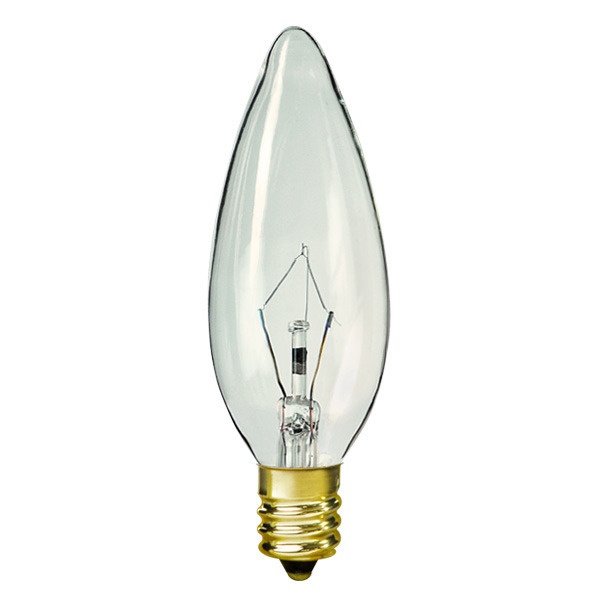 25 Watt - Clear - Straight Tip - Incandescent Chandelier Bulb - 3.9 In. X 1.2 In