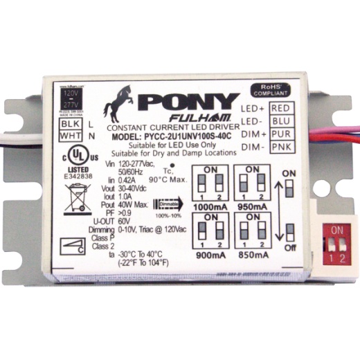 Selectable Led Driver - Dimmable - 40 Watt - 850-900-950-1000Ma Output ...