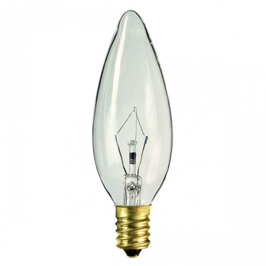 25 Watt - Clear - Straight Tip - Incandescent Chandelier Bulb
