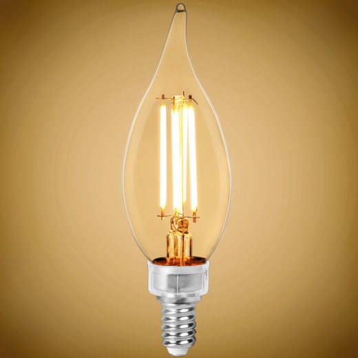 Natural Light - 250 Lumens - 3 Watt - 2400 Kelvin - Amberglow Led Chandelier Bulb - 3.8 In. X 1.4 In