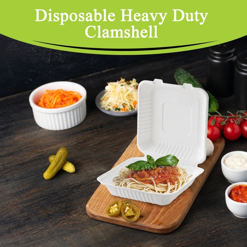 Three Leaf 9" X 9" 1 Compartment Bagasse Clamshell, 200 Ct. (2 Packs Of 100), 200 / Units Per Case
