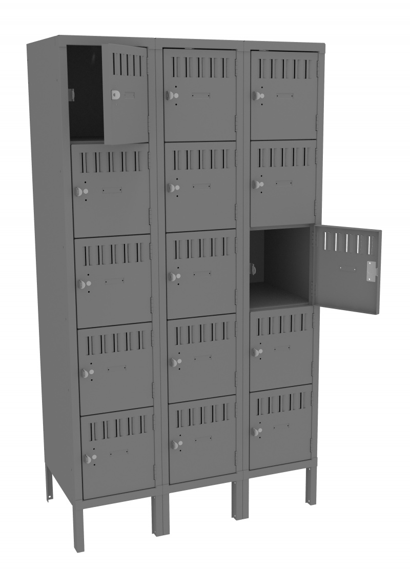 5 High Box Locker Three Wide With Legs (Assembled)