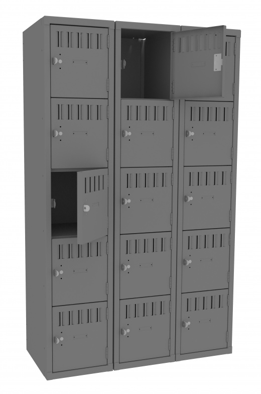 5 High Box Locker - Three Wide, No Legs (Assembled) - Bs5-121512-c