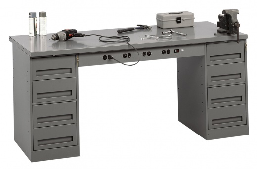 Electronic Workbench with Modular Drawer Pedestals