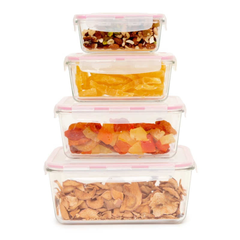 Glaslife® Refurbished Airtight Rectangular Glass Containers (Set Of 4)