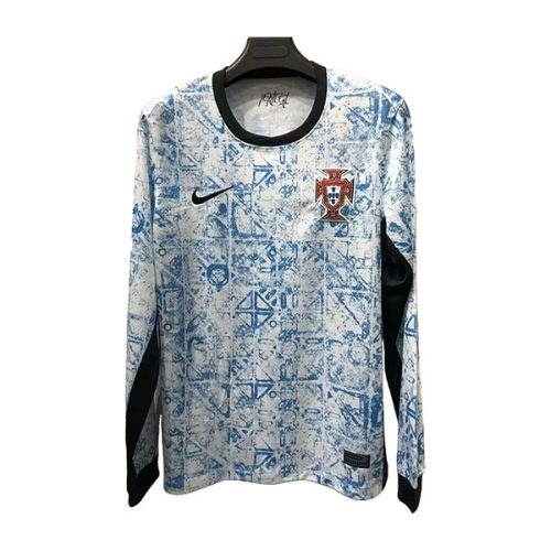 Portugal Euro 2024 Away Long Sleeve Jersey Blue Men s