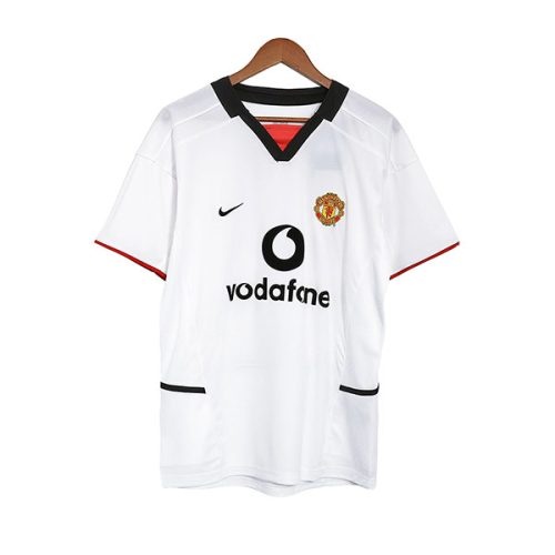 Retro 2002-2003 Manchester United Away White Soccer Jersey, Size: l