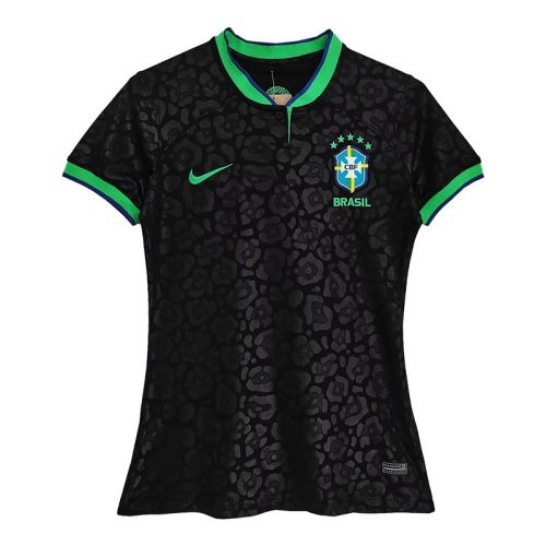 Women 2022 Brazil Black Soccer Jersey