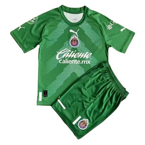Kids 2022-2023 Chivas Goalkeeper Green Soccer Kit, Size: 16