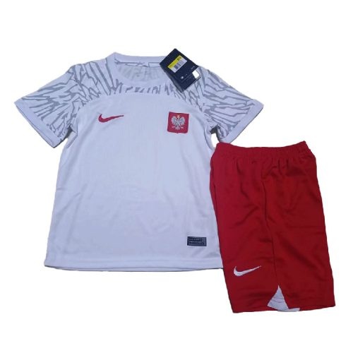 Kids 2022 Poland Home Soccer Kit, Size: 18