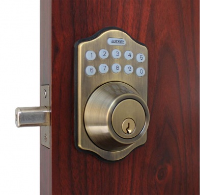 Lockeyusa E910ab Electronic Deadbolt Remote Control Antique Brass