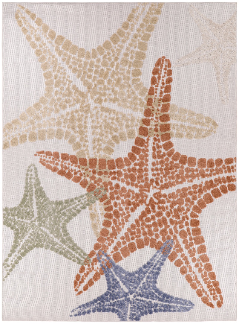 Aloha Alh28 Ivory Multicolor Outdoor Area Rug