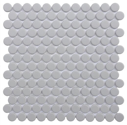Endura Light Grey Glass Mosaic - Penny Round - Natural