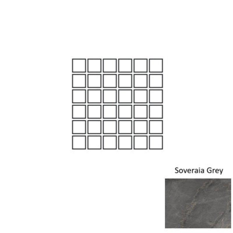 Marmi Lux Soveraia Grey Porcelain Mosaic - 2" X 2" - Natural