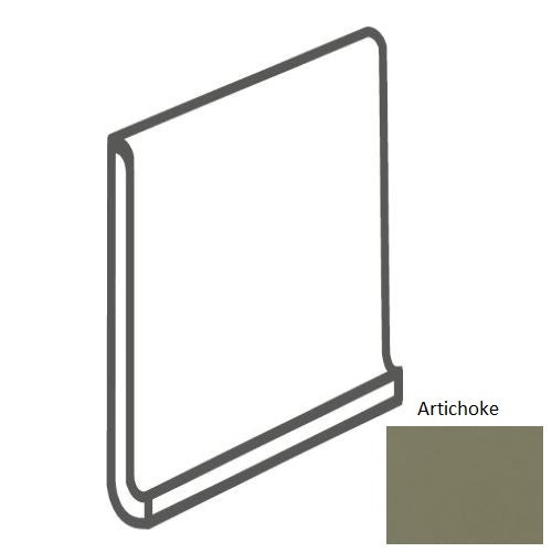 Bright & Matte Artichoke Ceramic Wall Trim - 6" X 6" Thin Lip Cove Base