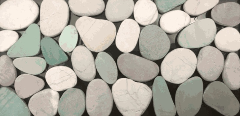 Island Rock Flat Cut Turtle Mix Flat Cut Pebble Mosaic - 11" X 11" - Honed