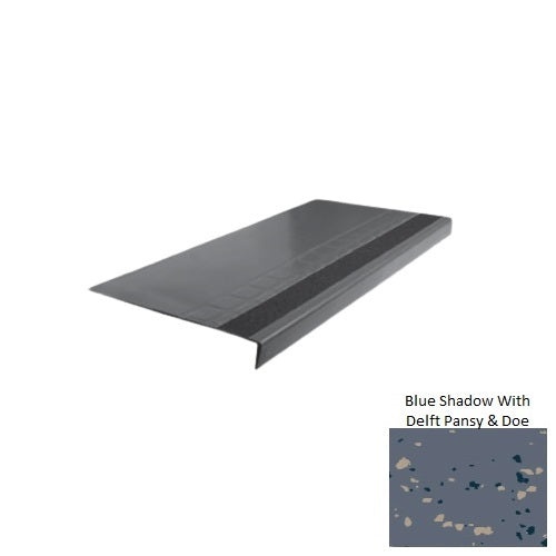 Spextones Blue Shadow With Delft Pansy & Doe Type 875 With Flush Ribbed / Smooth Insert Distinct Designs Rubber - 12 1/4" X 72" Stair Tread - Raised Square Design