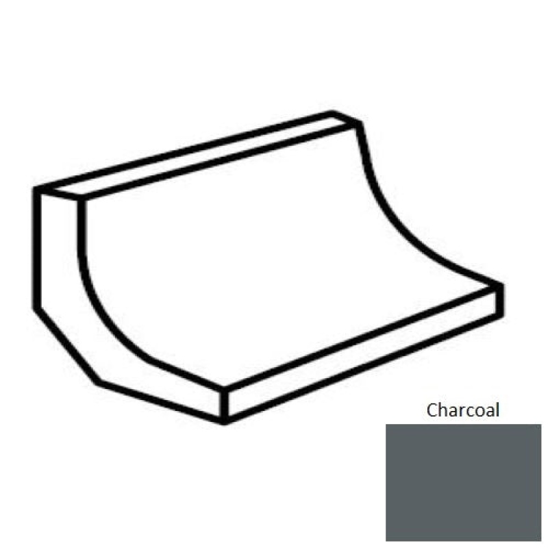 Unglazed Mosaics Charcoal Porcelain Floor & Wall Trim - 1" X 2" Cove Base - Unglazed