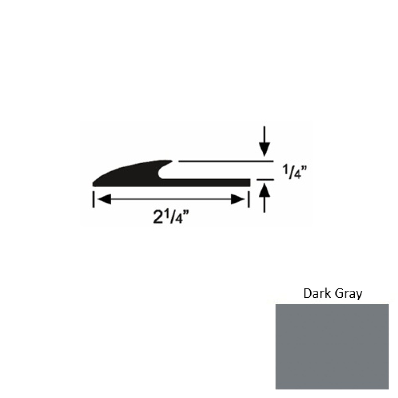 Solid 38 Dark Gray Rubber Glue Down Carpet Edge