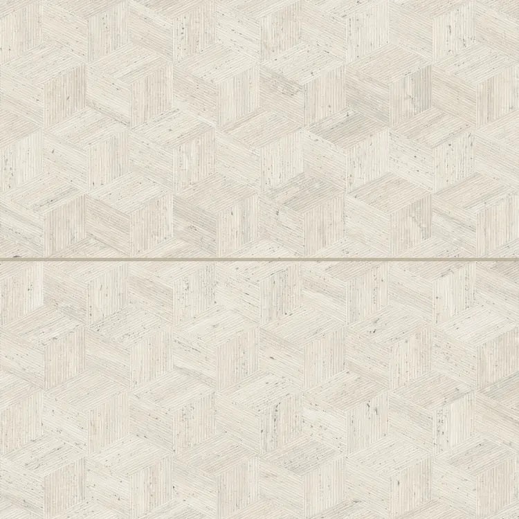 Sensi Roma Ivory Cube Deco Porcelain Tile - Satin - 24" X 48"