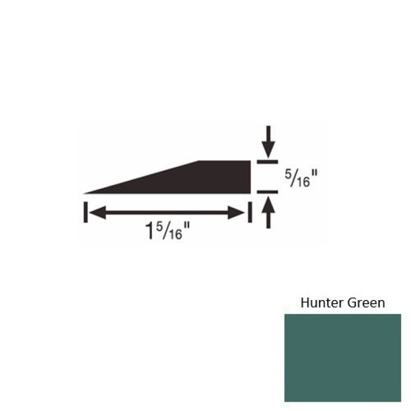 Solid 25 Hunter Green Rubber Reducer Strip - 1 5/16" X 9 Ft (108") X 5/16"